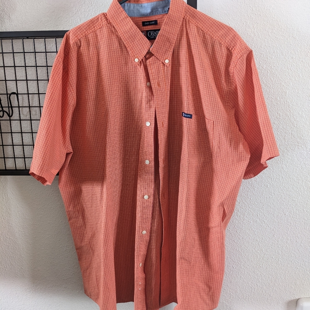 Men's Chaps Short Sleeve Dress Shirt Orange
